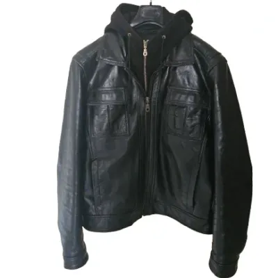 Blouson noir cuir Buffle Gangster Unit 613 taille XL